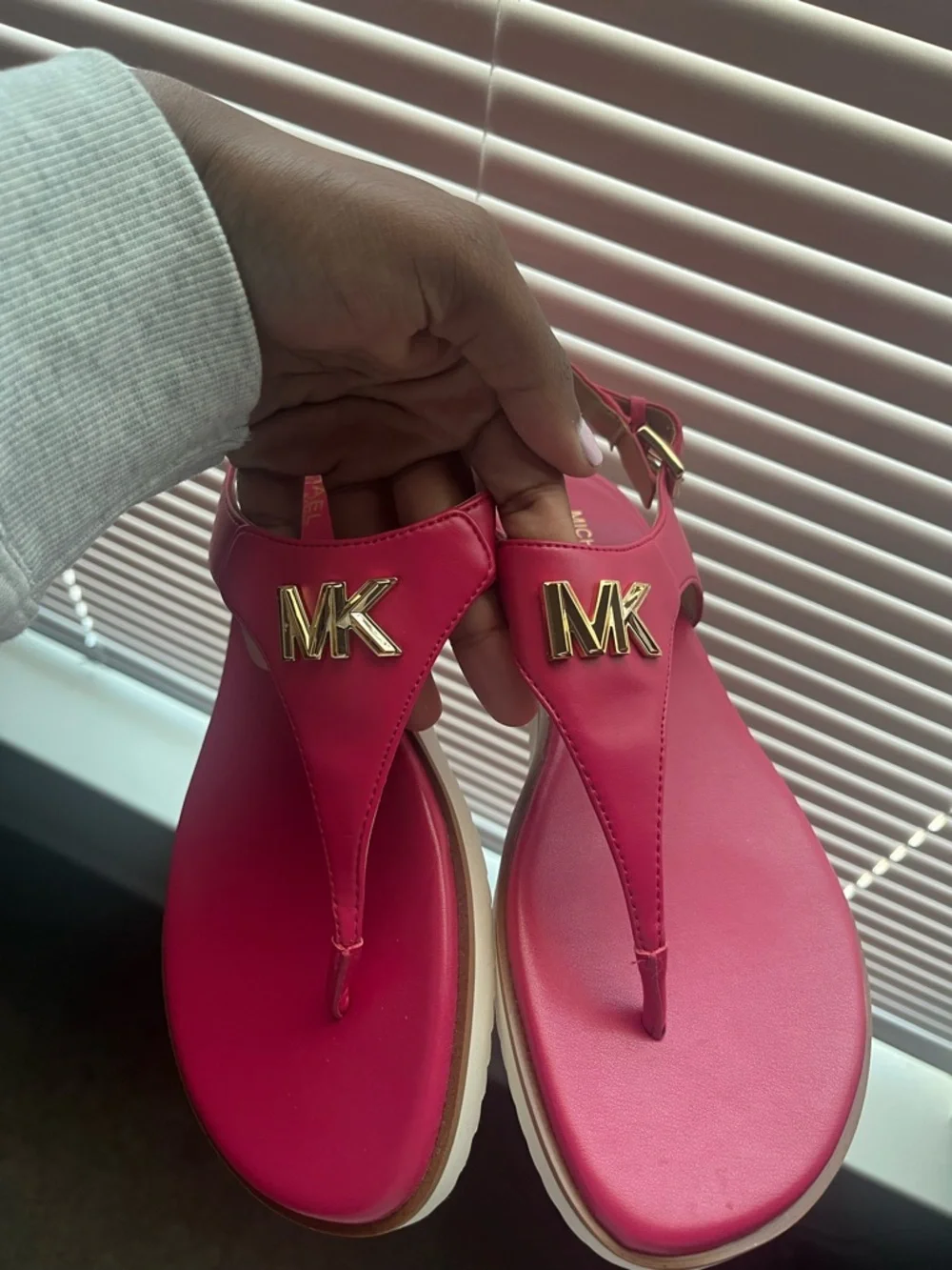 Michael Kors Hot Pink MK Logo Slingback Sandals - Picture 4 of 4
